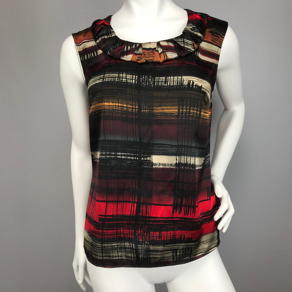 Kasper Small Sleeveless Ruffle Neck Career Blouse